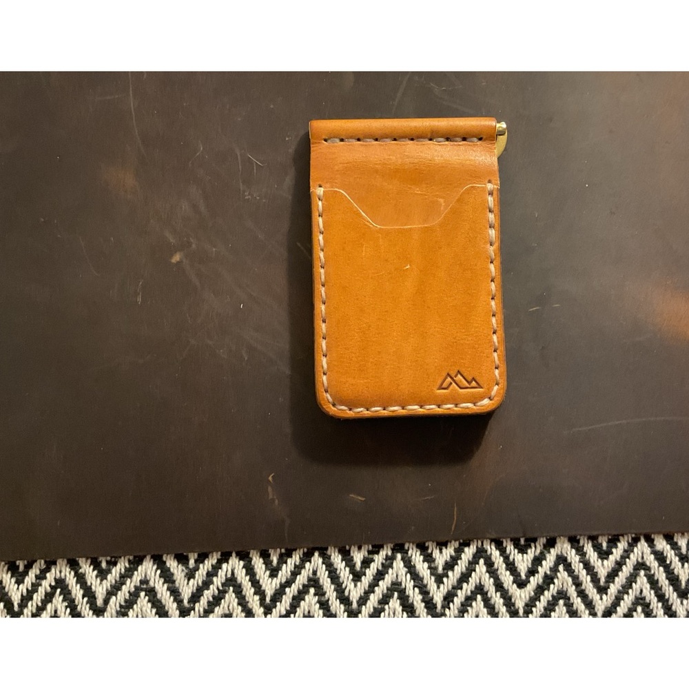 Custom leather money clip card case front pocket wallet.